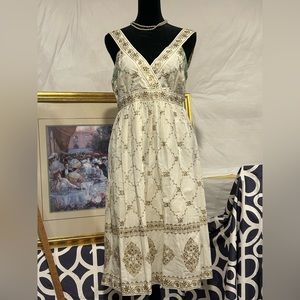 Michael Kors beautiful Mid-length white and gold sundress.